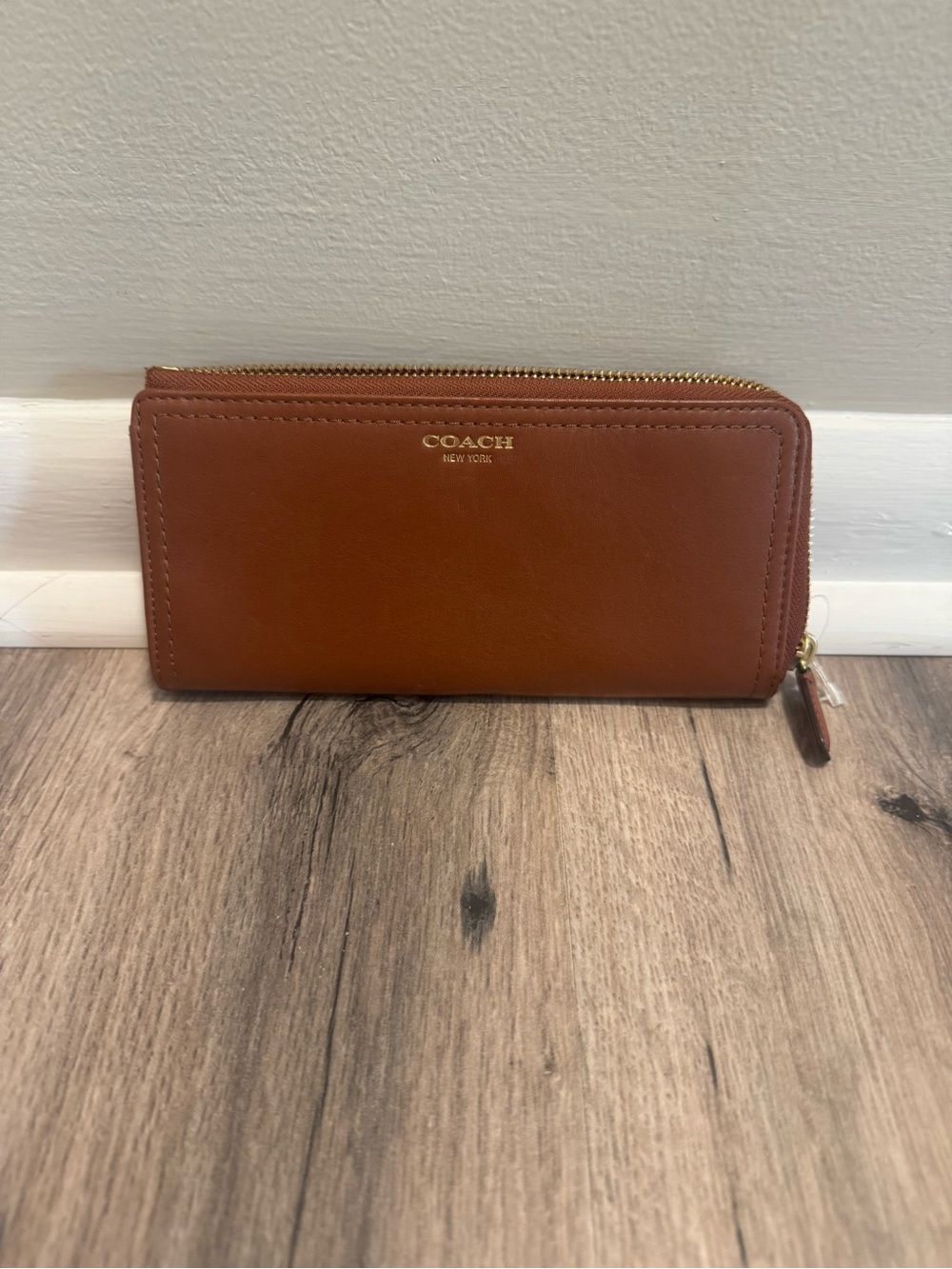 Coach Continental Zip Wallet in Chestnut Brown with Gold Hardware
